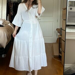 Saks Fifth Avenue White Long Sleeve Dress